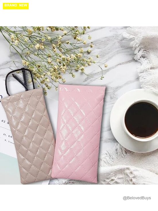 8 Pack Squeeze Top Sunglass Pouch - PU Leather Eyeglass Holder with Cleaning main image 7